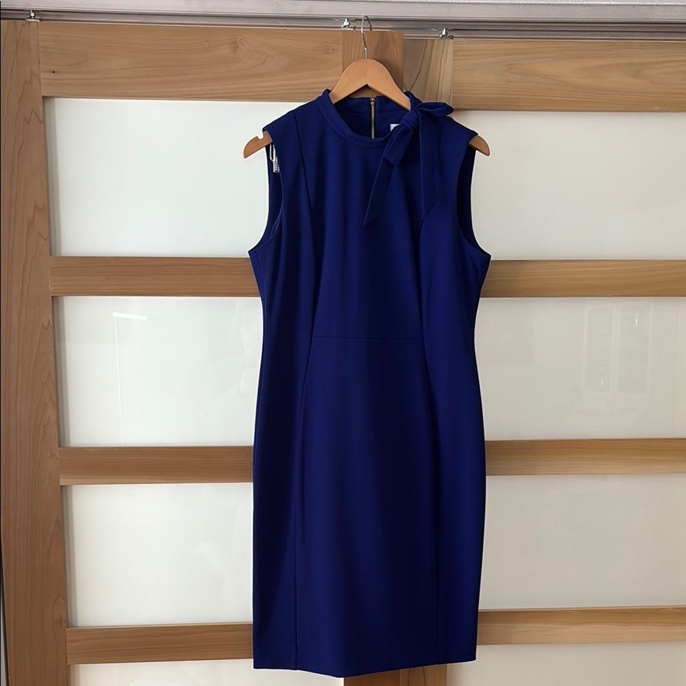 Calvin Klein Size 14  Blue Sleeveless Career Dress